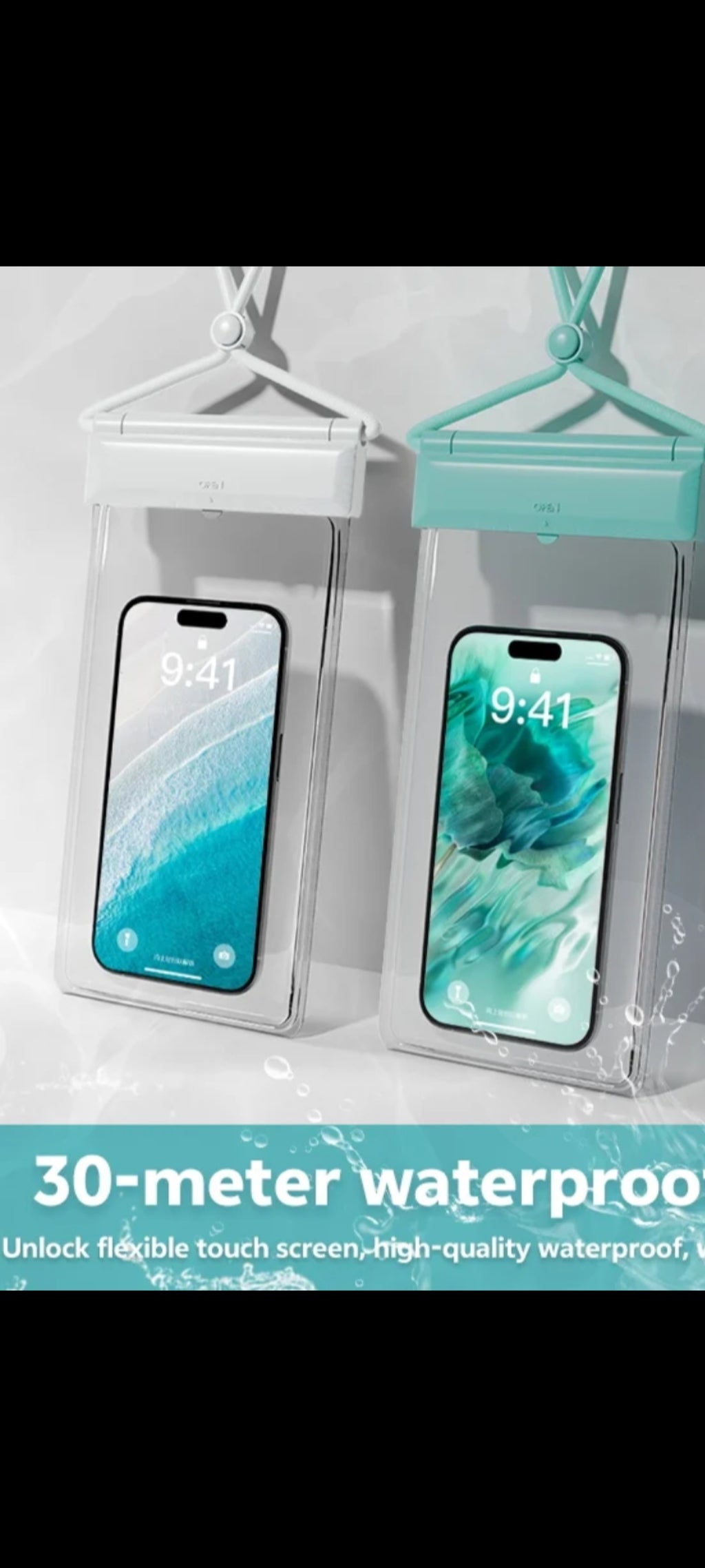 Vanntett Telefondeksel med Stropp – Universell, Hvit med Touchscreen
